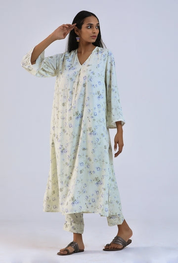 Off White Viscose Cotton Kurta